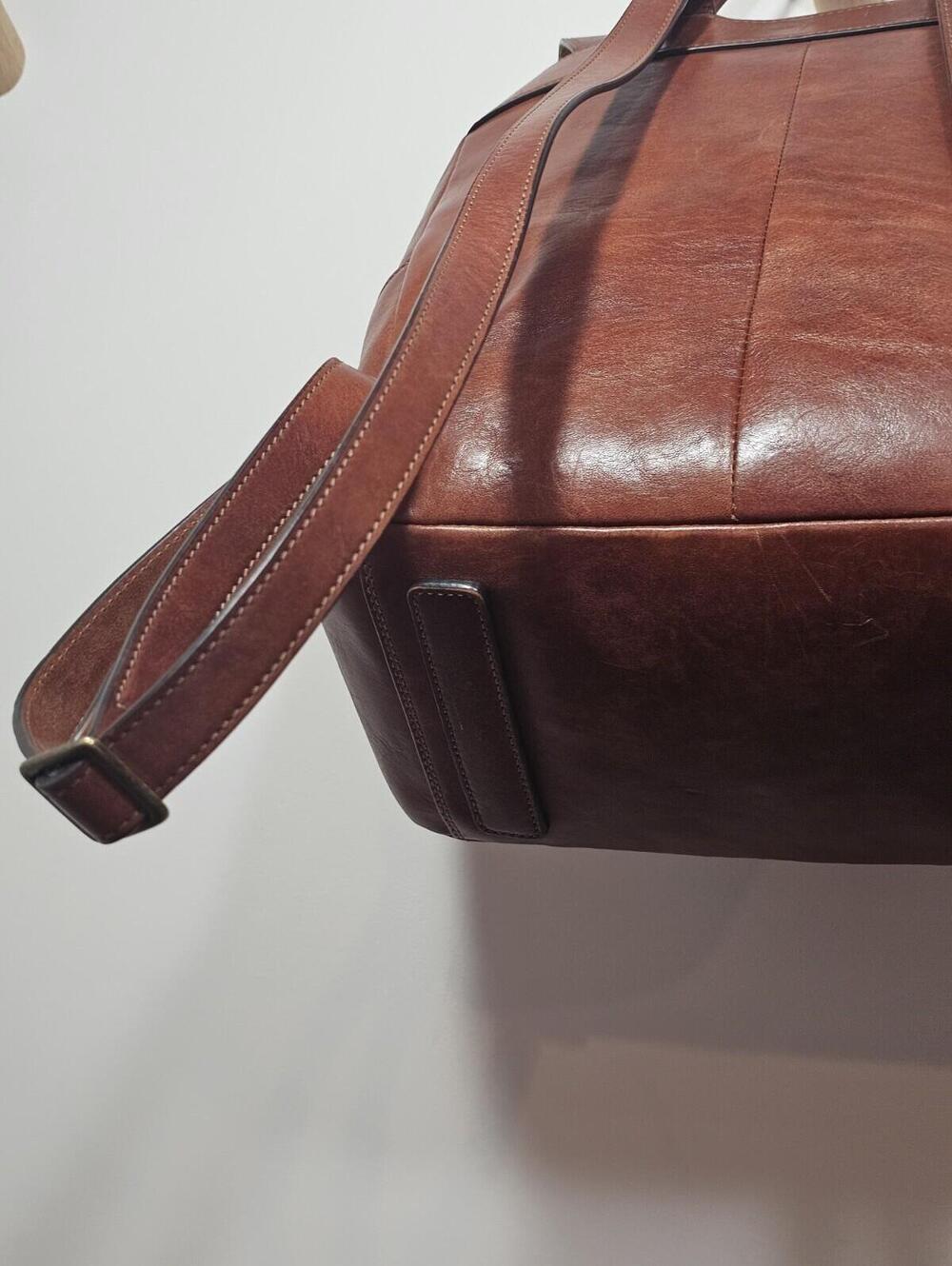 Bosca Dolce Premium Italian Brown Leather Cinch & Buckle Backpack - Picture 6 of 15